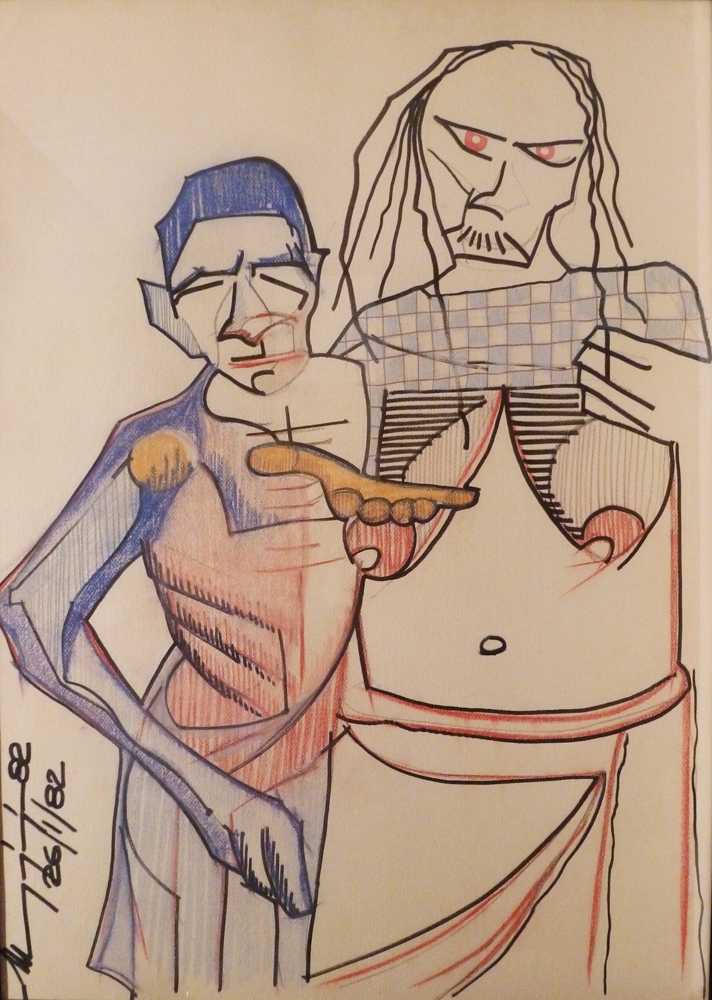 Figure - Pastelli e pennarello su cartoncino - 100 x 70 cm