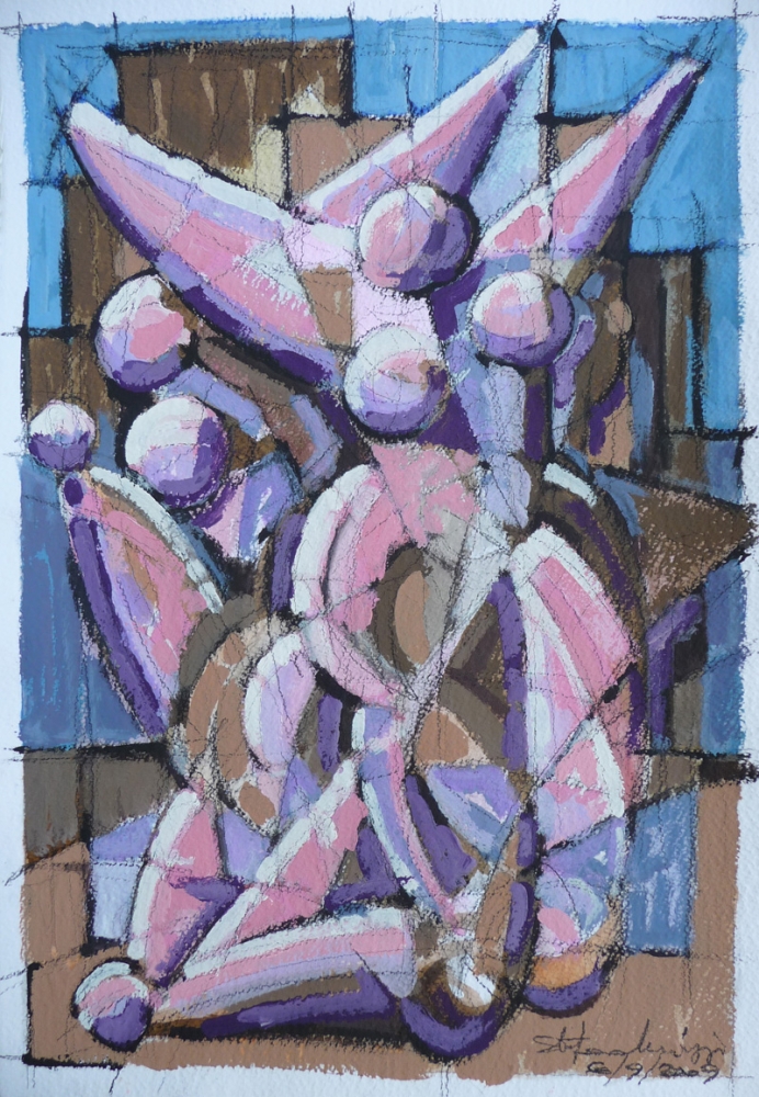 Figure - Acrilico e charcoal su carta - Meriggi, 2017