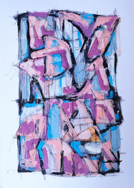 Pink I, bozzetto, studio in acrilico su carta, 42 x 29.7 cm